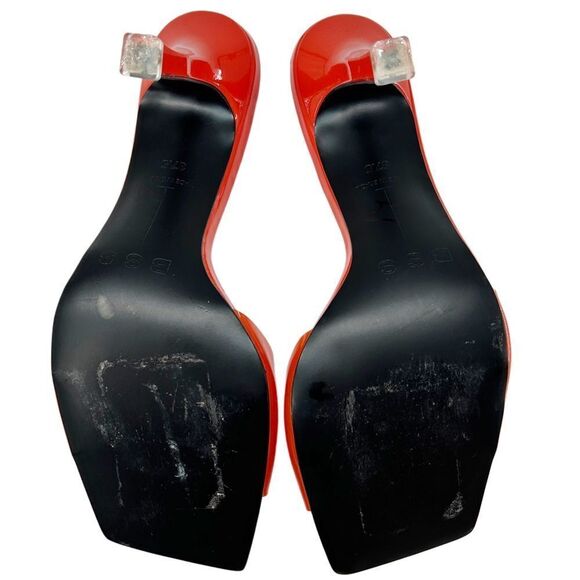 Black Suede Studio Transparent Square Toe Charlie Heel Orange 37.5, US 7.5 - Picture 5 of 10